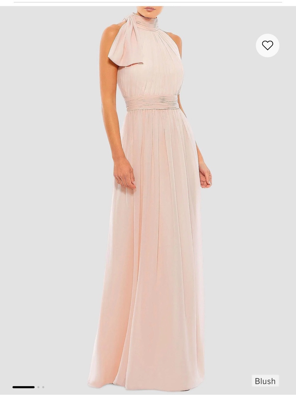 Mac Duggal Size 8 Blush Halter Neck Pleated Maxi Dress